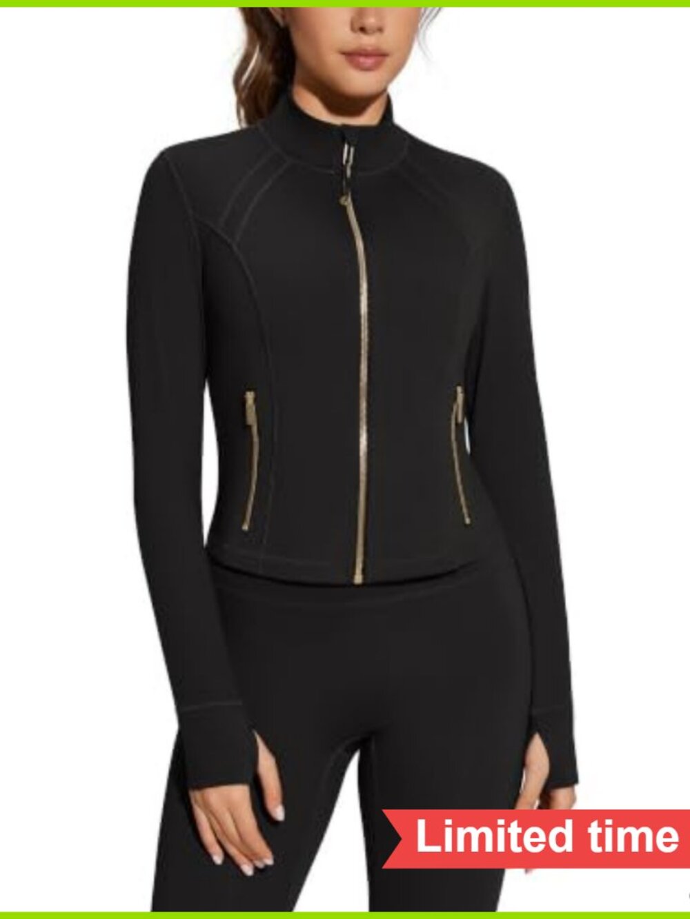 2 Piece Workout Set Full Zip Jacket High Waisted Leggings 75% Nylon 25% Elastane